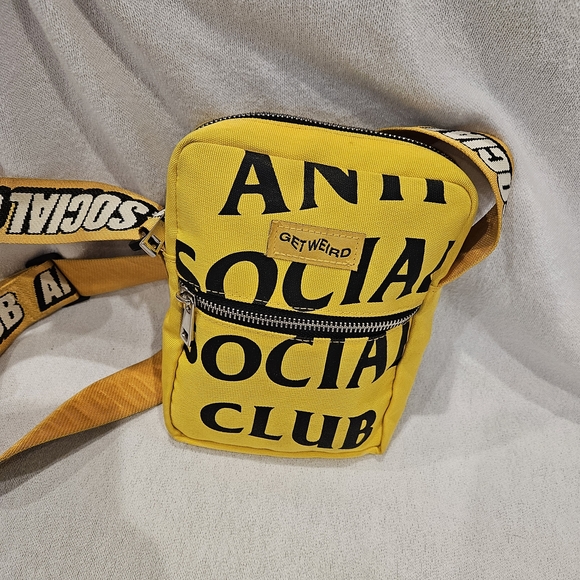Anti Social Social Club Get Weird Yellow Crossbody Bag - Picture 5 of 8